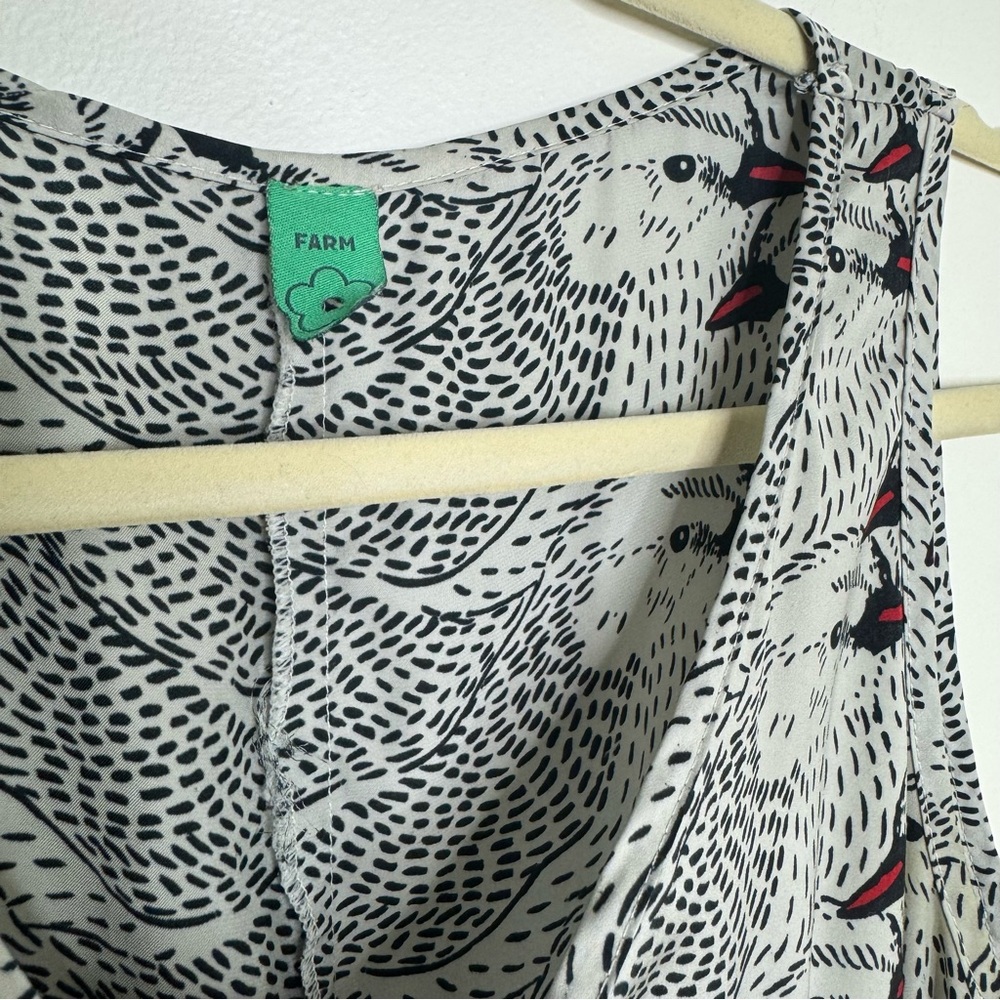 FARM Rio Gray Patterned bird Mini Dress - Picture 3 of 4